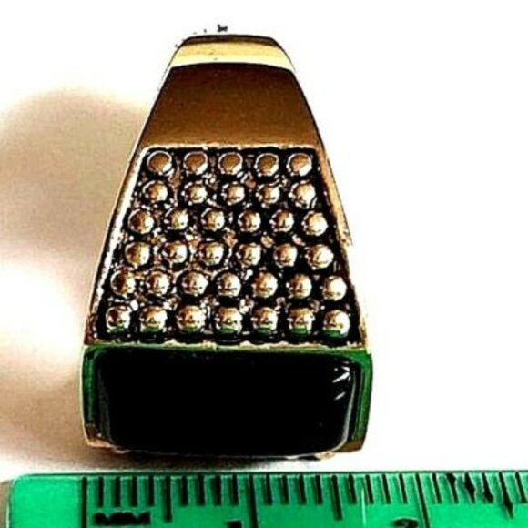 Gold Black Onyx Stone Ring Size 10 11 12 13 Mens Womens Unisex Statement - Picture 9 of 9